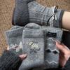 Sock Children Cartoon Puppy Bow Tie Grey Color Wool Socks, Suitable for All Seasons, Warm and Thick Mid-calf Socks