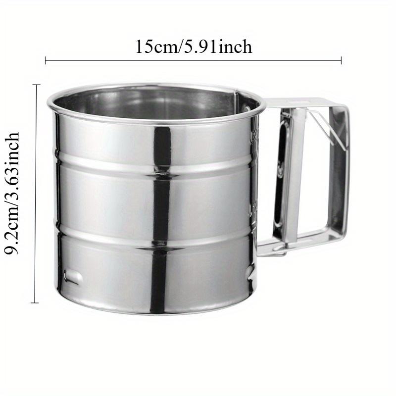 Flour Sieve,Handheld Stainless Steel Semi-automatic Hand Flour Sieve Hand Pressed Kitchen Powder Sieve Cake Sectional Baking