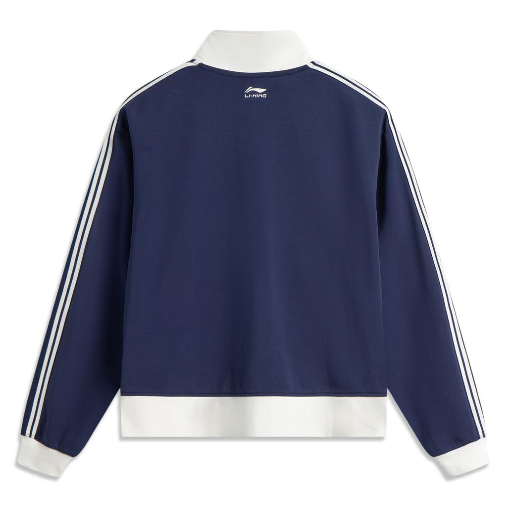 Li-Ning Sports Trend Series Enkel Bokstavstripe Allsidig Ståkrage Glidelås Løs Cardigan Genser Damegenser AWDV930-1