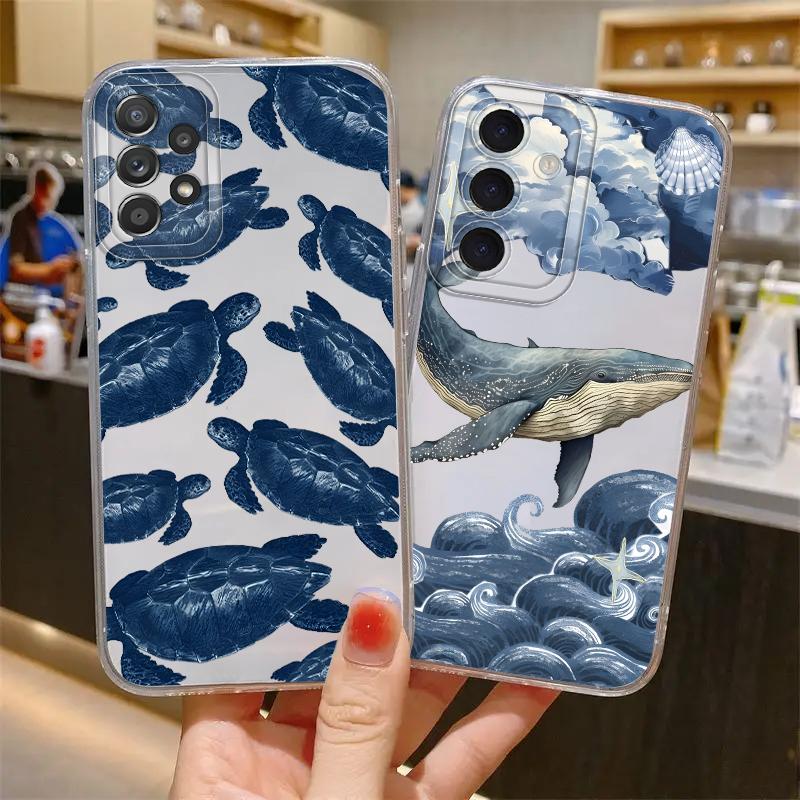 Case for Samsung Galaxy S26 S21 S23 Ultra S25 Edge S20 Plus Note 20 Ultra 10 S24 S22 FE Phone Cover Marine Animals