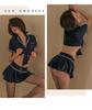 Manyan Sexy Policewoman Lace Top & Pleated Skirt Uniform, Bold Backless Design