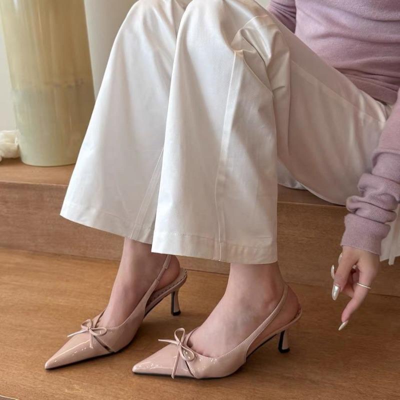 Designer Summer Slip On Pointed Toe Women Sandals Fashion Butterfly-knot Singbacks Pumps Ladies Party Dress Female Sandalias