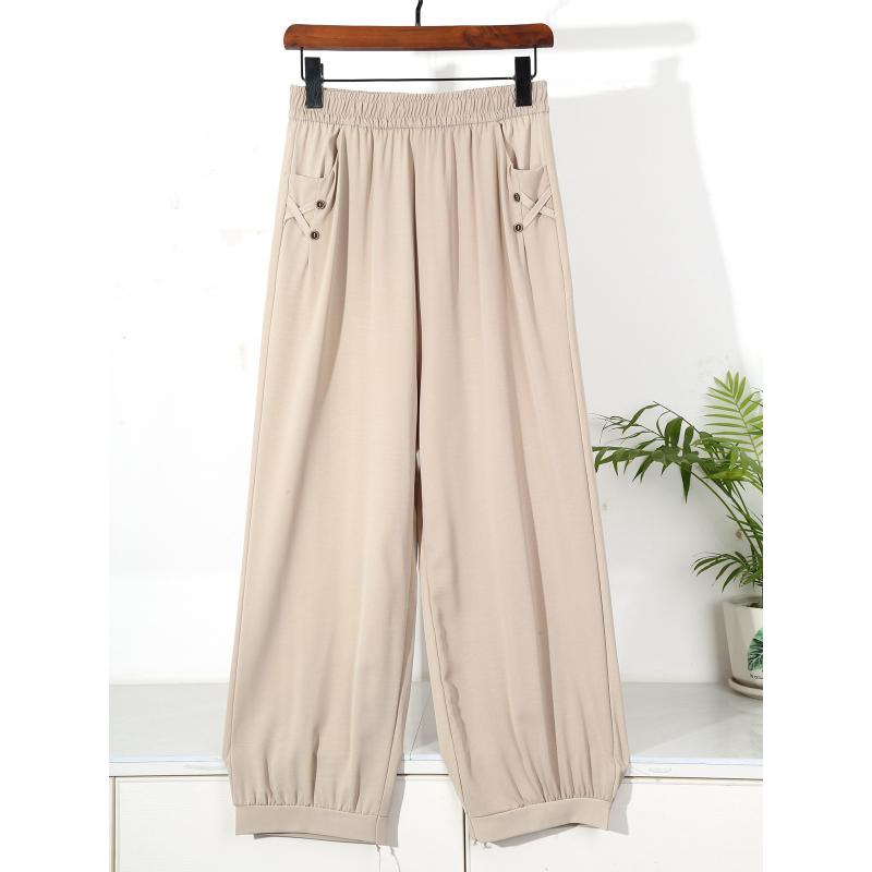 Daily Thin Loose Ankle Pants Elastic Waist New Cool Pants Women High-quality Solid Color Series Plus Size Pants