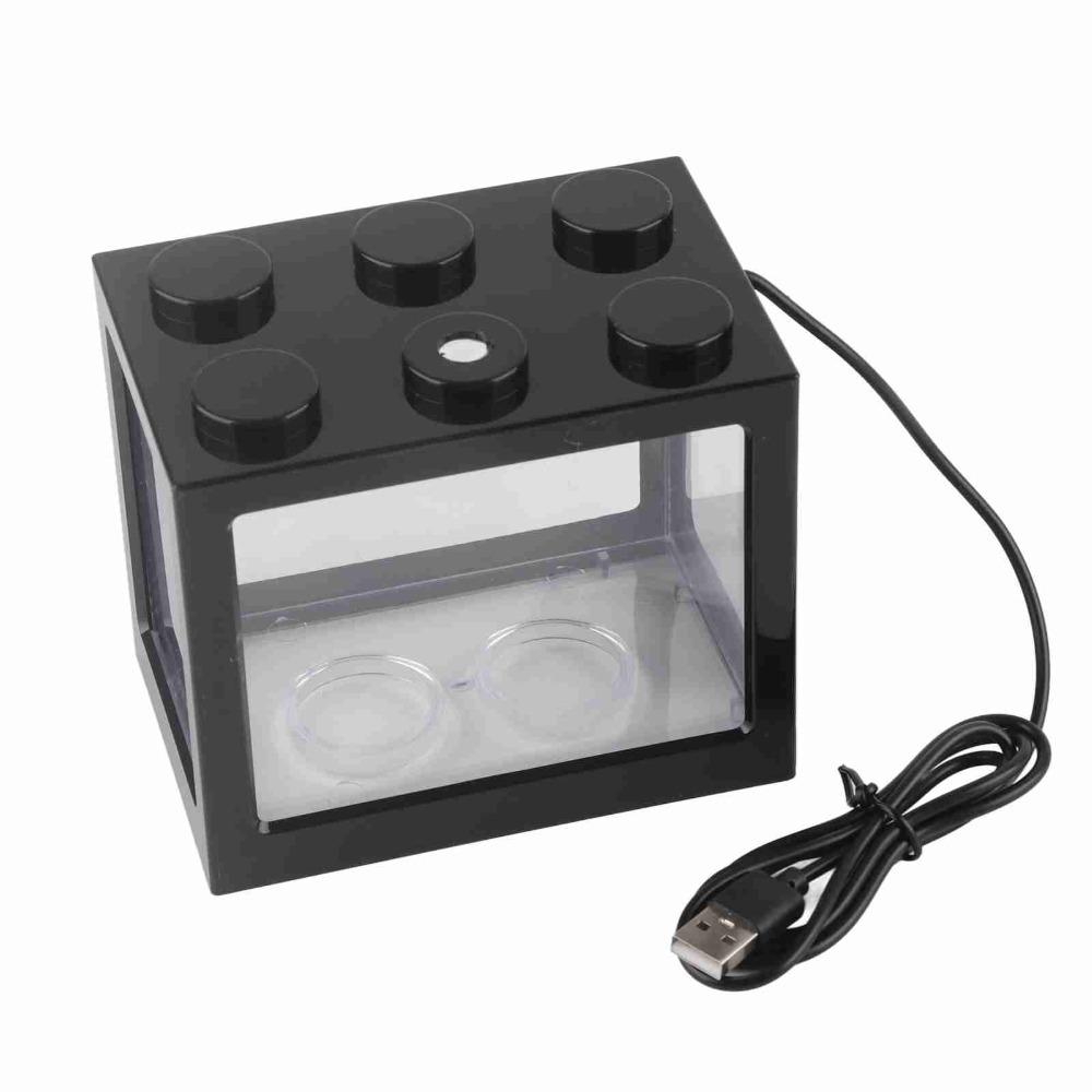 Mini-Größe Mini-Aquarium Mikrolandschaft Kunststoff USB LED-Licht Dekolicht Überlagertes Design Desktop-Aquarium