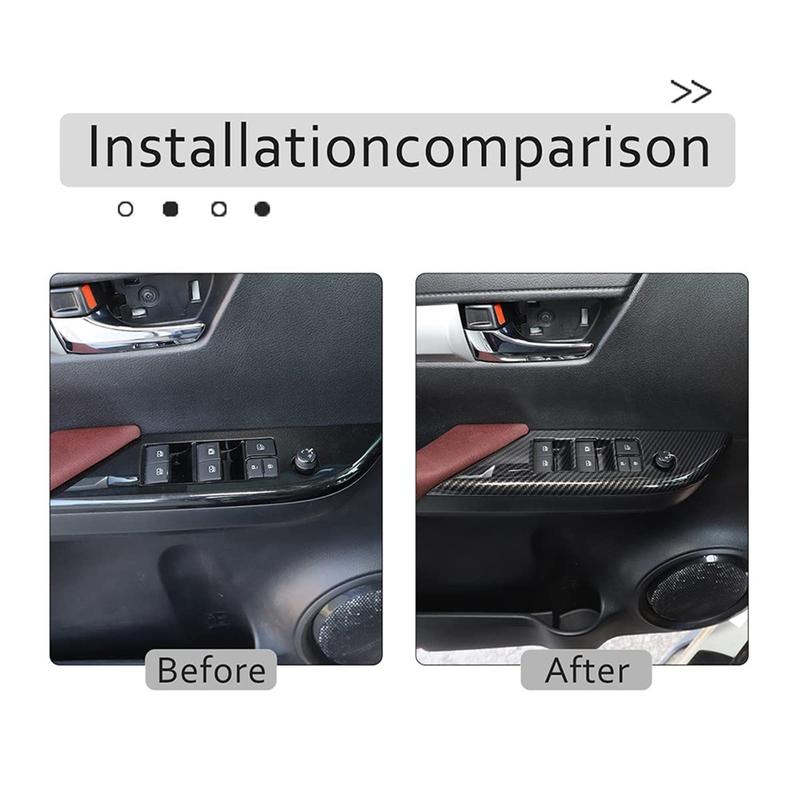 Car Door Armrest Window Switch Panel Cover Trim For Toyota Hilux 2015 2016 2017 2018    (ABS Carbon Fiber)-M53K