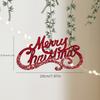 1pcChristmas Merry Hanging Decoration Plastic Red Gold Glitter Hanging Sign Christmas Doorway Garden Store Hanging Text Decorati