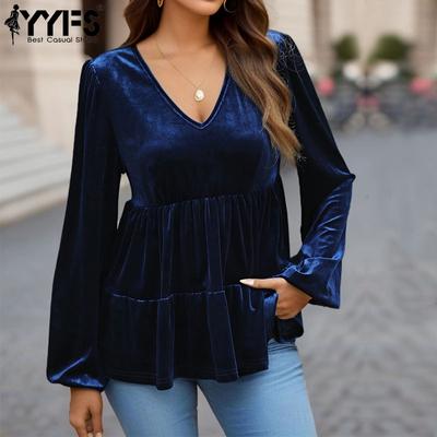 Damesmode Casual Effen Kleur Print Herfst Lange Mouw V-Hals Pullovers & Lange Mouwen