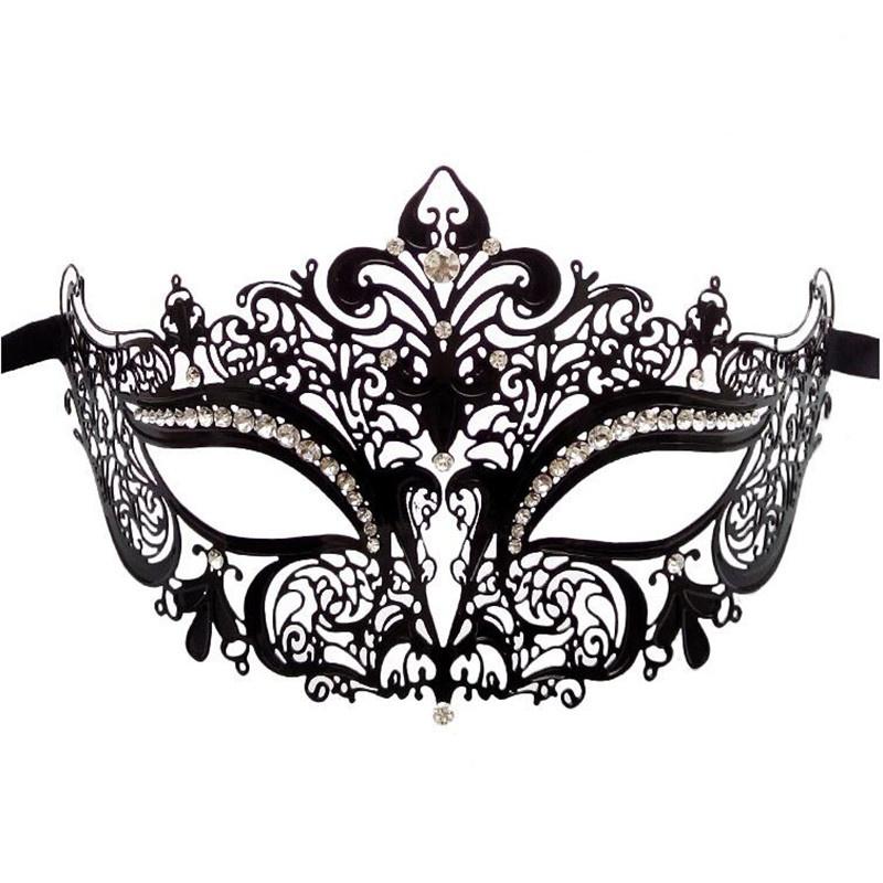Halloween Costume Party Dress Princess Mask Venice Metal Rhinestone Half Face Mask