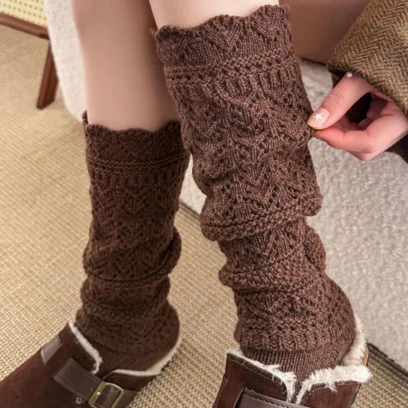 6pcs Cozy Hollow Knitted Socks for Women Soft Warm Home Long Tube Socks 2025 Autumn Autumn and Winter Stockings Boots Socks
