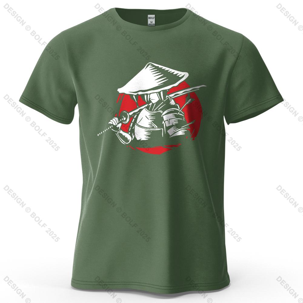 Samurai Cool Printed Men's T-Shirt 100% Cotton Oversized Traditional Graphic Tees for Women Tops Tees Casual Streetwear