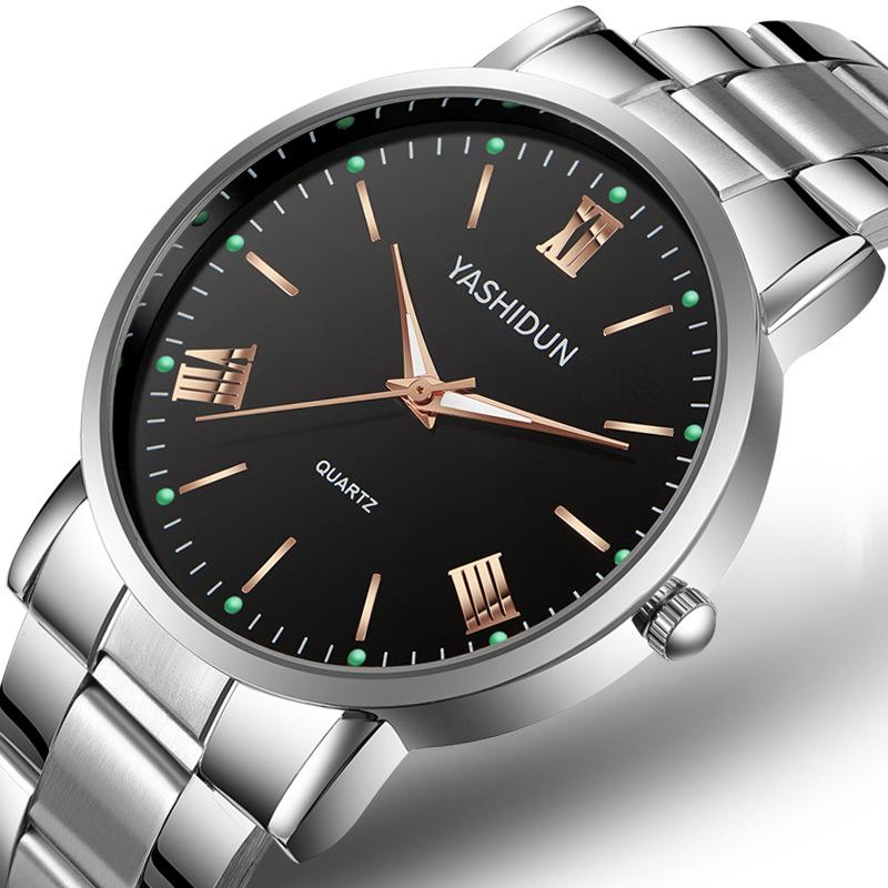 Herren- und Damenuhren mit Stahlarmband Business Leuchtend Lässiges Armband Schüleruhr Quarz Herrenuhr