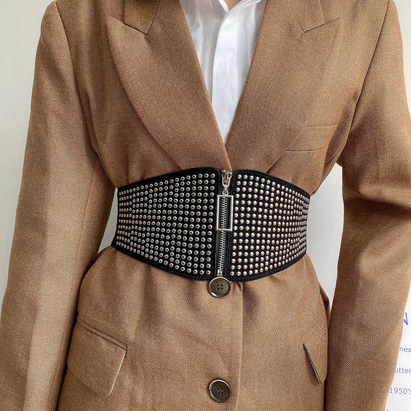 Waist belt women's new fashion versatile decorative design version punk trend matching suit jacket wide waist belt