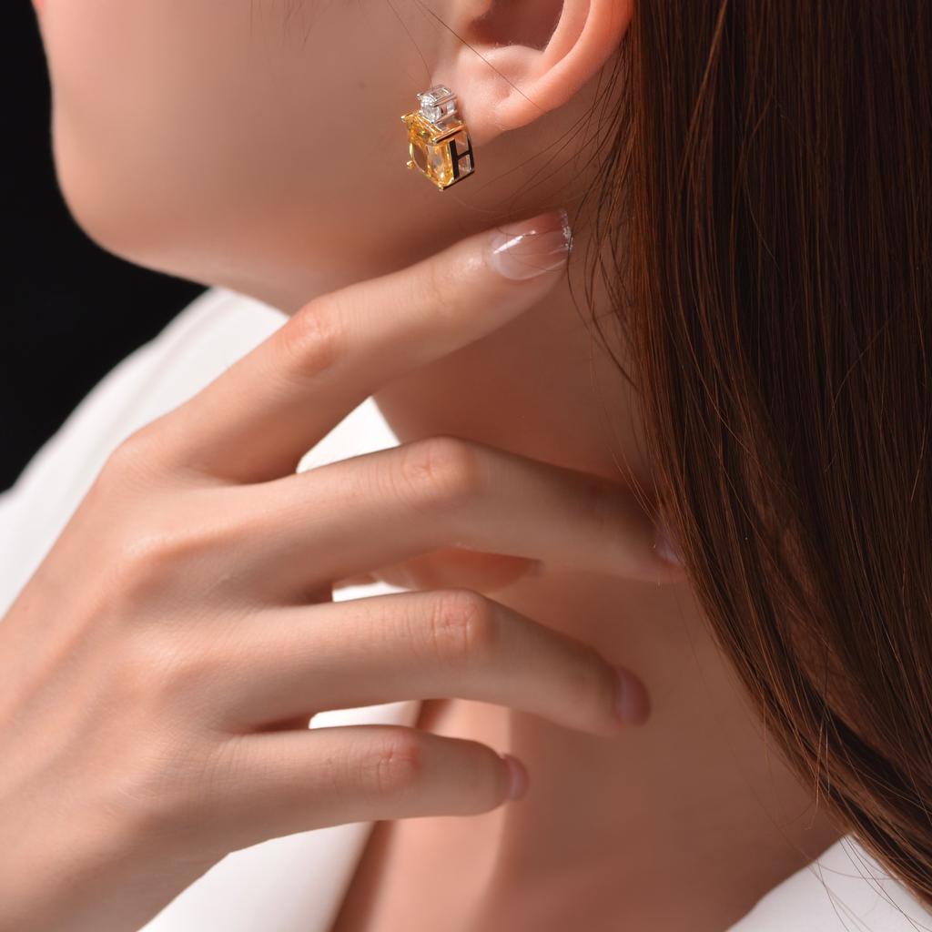 Gica Gema 925 Sterling Silver 9*10mm Zircon Stud Earrings Unique Design Romantic Fine Jewelry Wedding Party Gifts