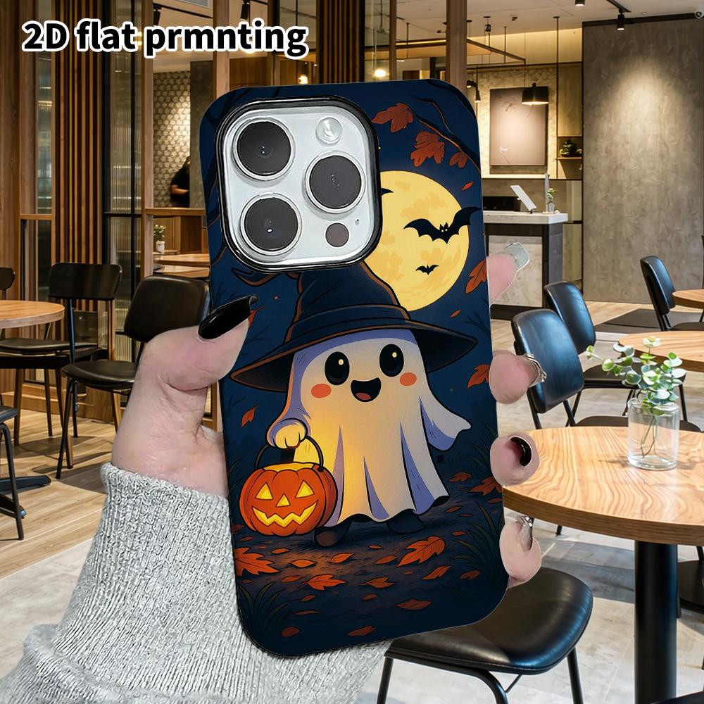 Phone Case: 2D Flat Design Suitable for iPhone 18, 17, 16, 15, 14, 13 Pro Film Protective Case, Couple Style, Cute Little Ghost, Christmas and Hallowe