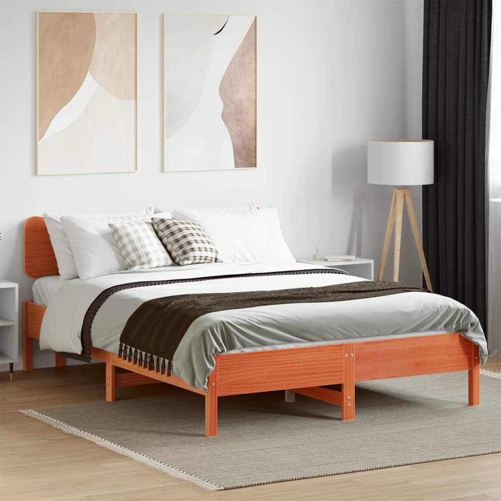 Solid Wood Bed Without Mattress Wax Brown 150x200 cm Pine Wood