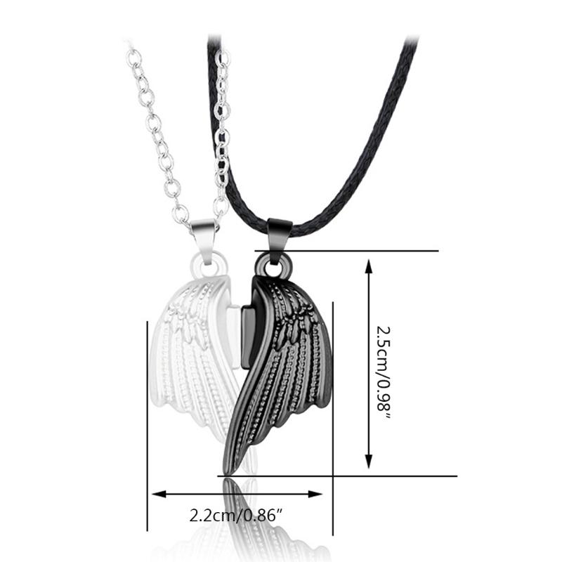 Angel Devil Couple Pendant Necklace Wings Magnet Lovers Chain Necklace His and Hers Couple Jewelry for Women Men Gift