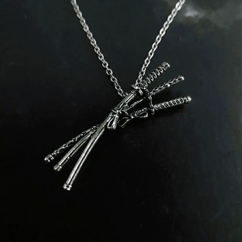 

New Fashion Anime Around Simple Niche Trend Pendant Necklace Japanese Samurai Sword Men and Women Fashion PendantGiftAccessories 70cm