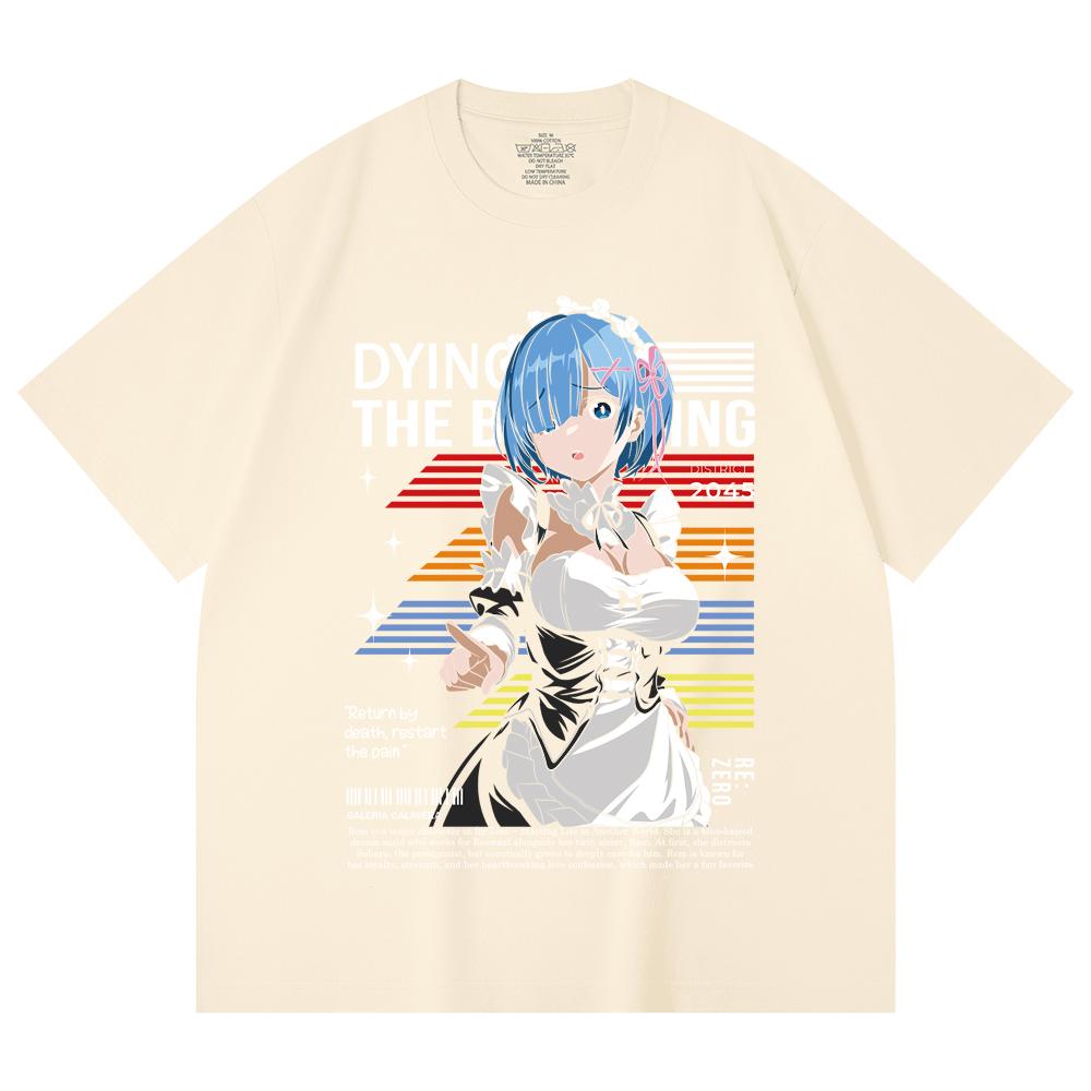 230 г/м² 100% хлопок ReZero V2 Рем 2 Принт Унисекс Тяжелая хлопковая футболка XS абрикосовый