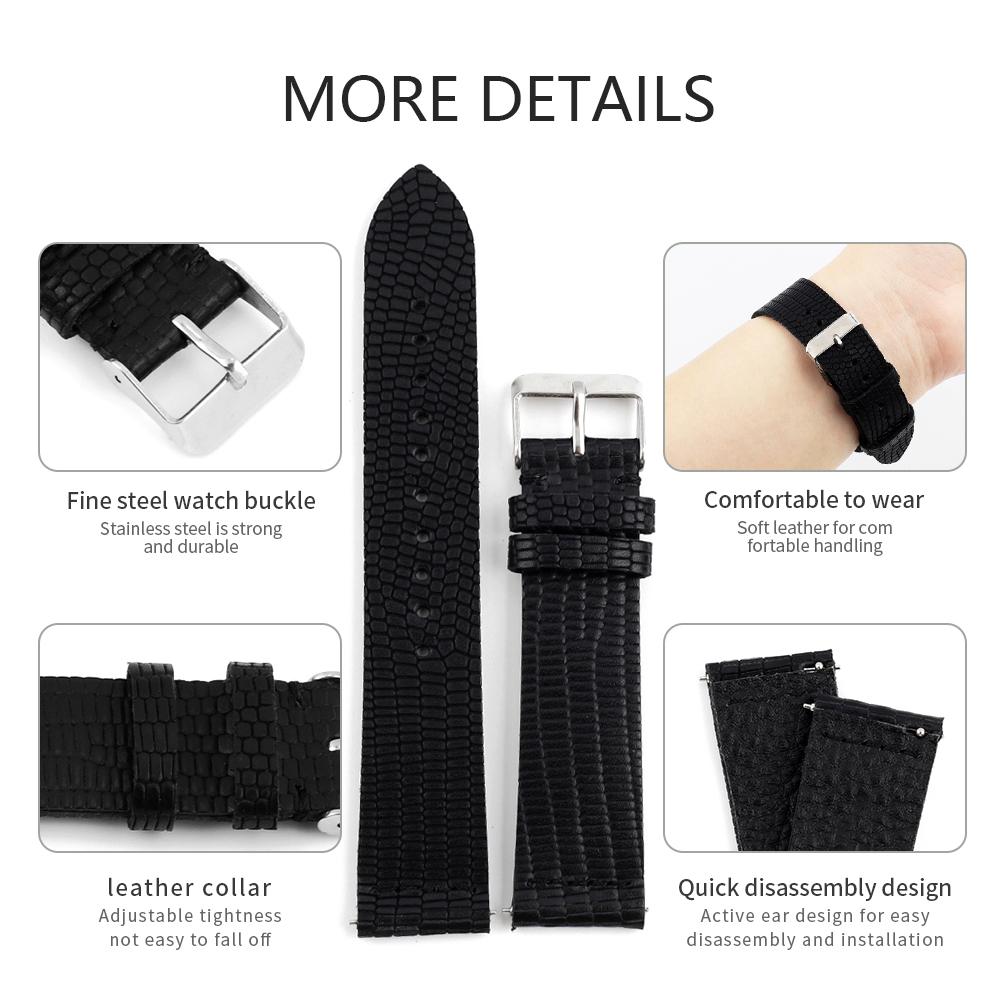 Lizard Pattern Genuine Leather Watch Band 18mm 19mm 20mm 22mm Replacement Bracelet Watch Strap for Men Women Watches Accessories