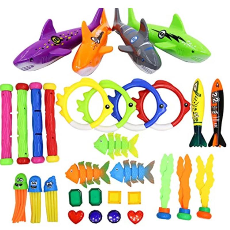 Diving Toy Set Summer Swimming Pool Accessories Torpedo Seaweed Children Water Toys Multiple Combination Snorkeling Training TMZ