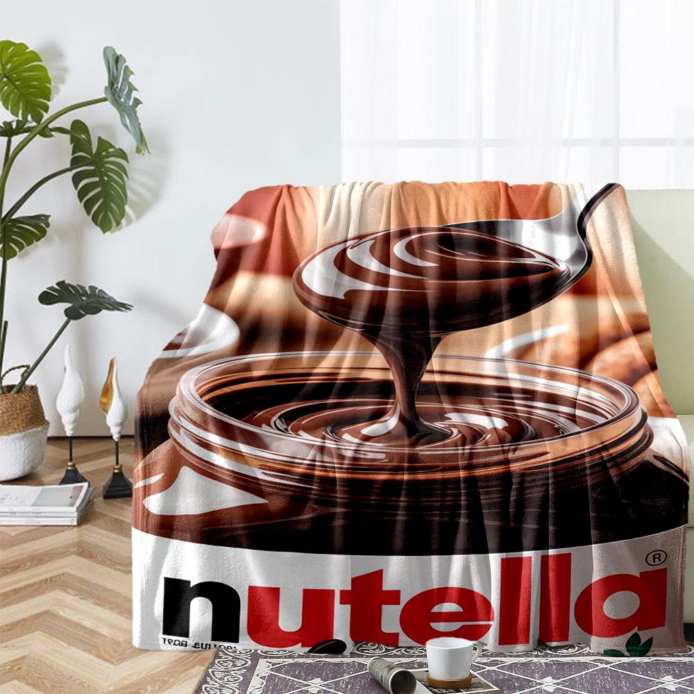 Coperta stampata a tema Nutella - Perfetta per divano, letto, viaggi e uso all'aperto | Lavabile in lavatrice, accogliente e resistente.