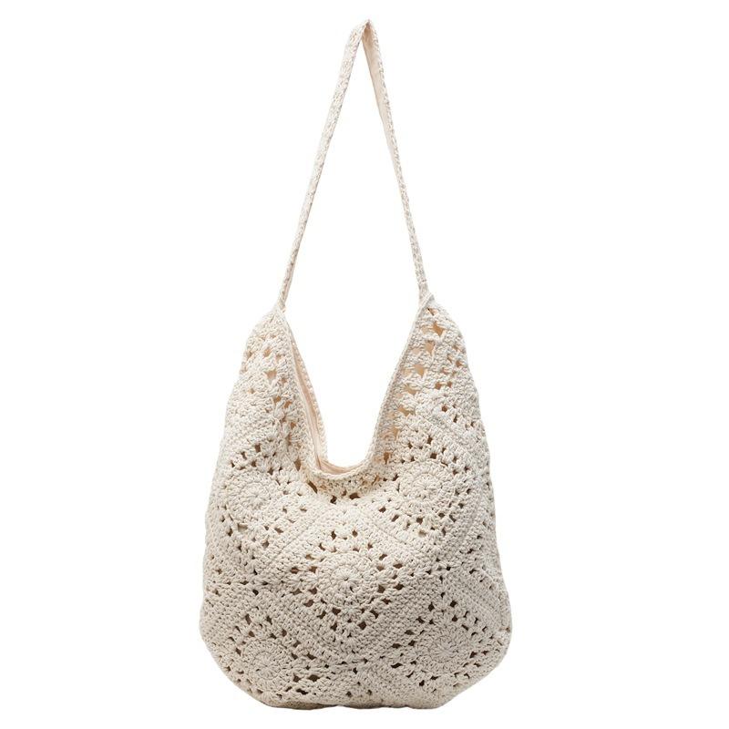 Large capacity woven bag women's summer new shoulder bag commuter bucket bag seaside vacation beach bag