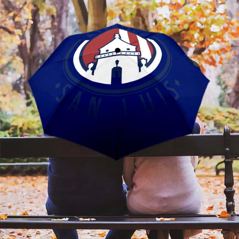 Atlético San Luis  pattern, automatic folding umbrella, portable and foldable design, 8 ribs, a Christmas or birthday gift.
