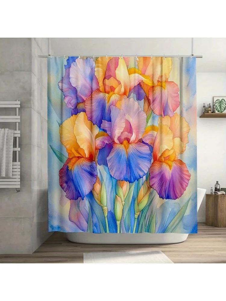 

Watercolor Floral Arrangement Shower Curtain , Durable Polyester, Easy Clean, For Bathroom Decor W60H190(CM)-1 Pcs