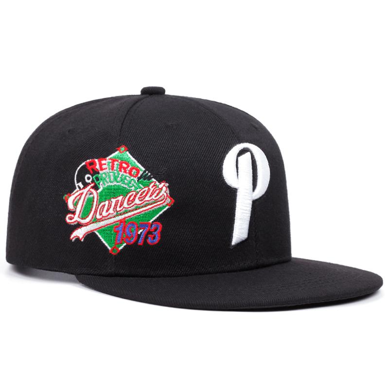 

Новая модная кепка-снэпбэк с вышивкой буквы P, мужская хип-хоп бейсболка, женская спортивная солнцезащитная шляпа One Size чёрный