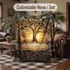 Tree Life Artwork 2 Theme Throw Blanket Custom Name Text Personalized Blanket Soft Cozy Blanket for Home Sofa Bed