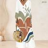 Plus Size Women V Neck 3 4 Sleeve Maxi Dress Soft Chic Casual Holiday Street Gown