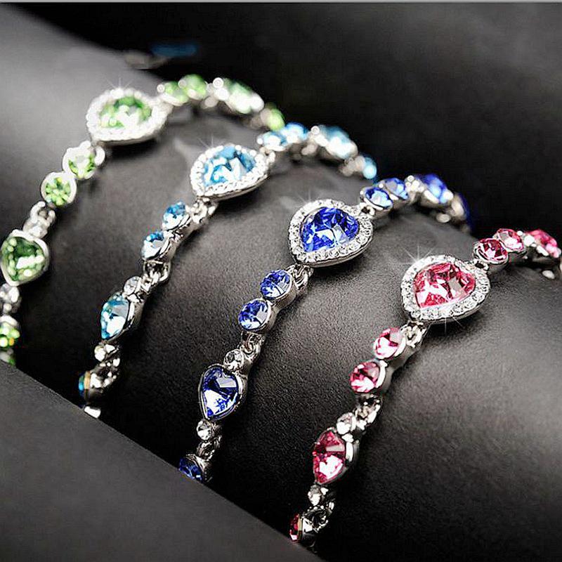 Selling Heart Crystal Zircon Crystal Bracelet For Women Party Wedding Jewelry Bangle Accessories
