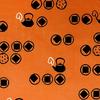 Todaya Shoten Niwa-zome Tenugui Rice Crackers 825, Orange and Black, Approx. 37 X 98 Cm