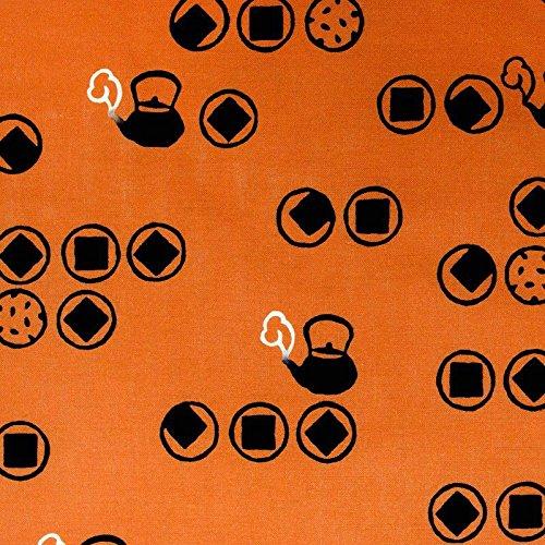Todaya Shoten Niwa-zome Tenugui Rice Crackers 825, Orange and Black, Approx. 37 X 98 Cm