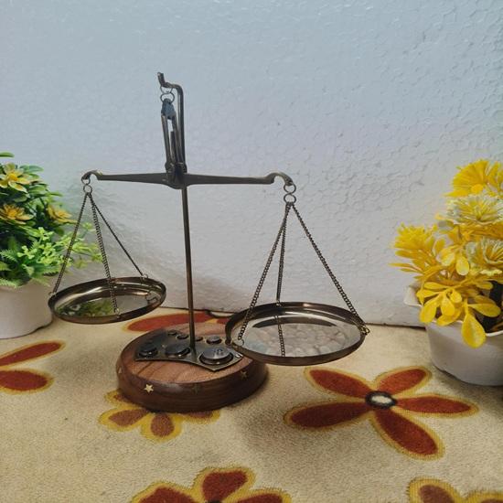 Antique Brass Balance Scale Apothecary Decor with Weights Home Decor Birthday Gift