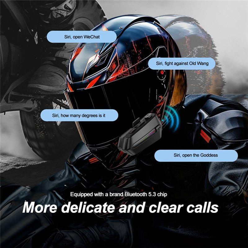 Authentic Motorcycle Helmet Bluetooth Headphone 5.3 Noise Reduction Waterproof Cycling Large Capacity Charging Headphone