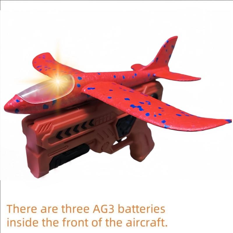 Catapult Foam Plane Gun Fire Outdoor Sports Hand Toss Flying Glider Toy Boys GGirls