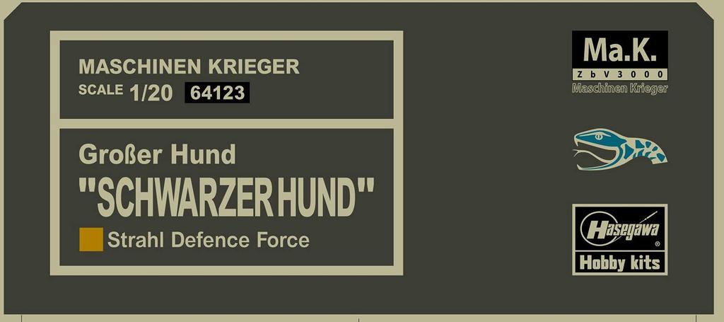 Hasegawa Maschinen Krieger Space Humanoid Unmanned Interceptor Scale Plastic Model Kit 64123 "Grosserhund Schwarzhund" 1/20