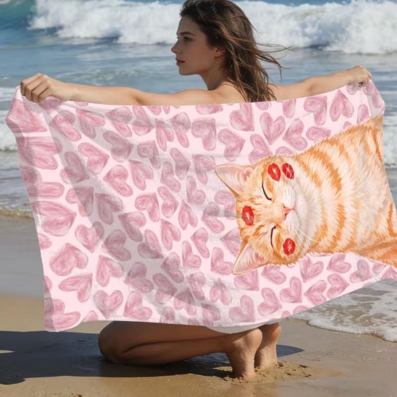 Süßes Blumen-Häschen-Print Strandtuch Schnelltrocknend Sandfrei Saugfähig Leichtes Handtuch für Sommerstrand Schwimmen Reisen Camping
