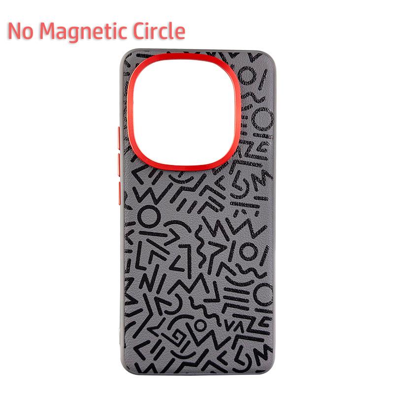 Graffiti Case For iQOO 13 Z10 Turbo Pro Magsafe Metal Raised Lens Frame Protection Anti-slip Grip Plain Vegan Leather Cover