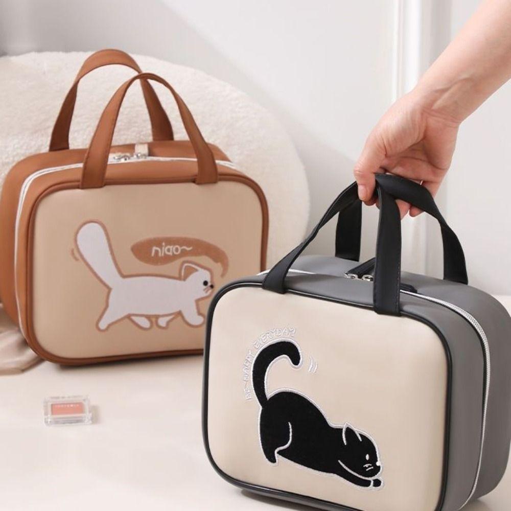 Korean Style Makeup Pouch Bag Toiletries Organizer Travel Wash Bag Cute Cat Cosmetic Bag  Shopping