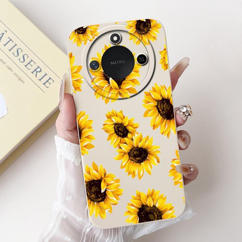 Phone Case For Honor X9c Smart 5G Pretty Girl Flower Printed Soft Silicone Back Cover For Honor X9C X9cSmart Cases Bumpers