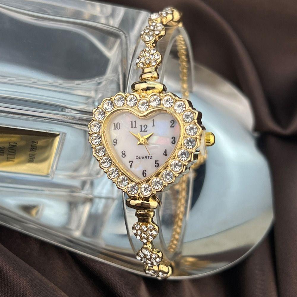 Diamond Studded Watch Strap Heart Shaped Watch Rhinestone Wrist Decoration Women Wristwatch Women