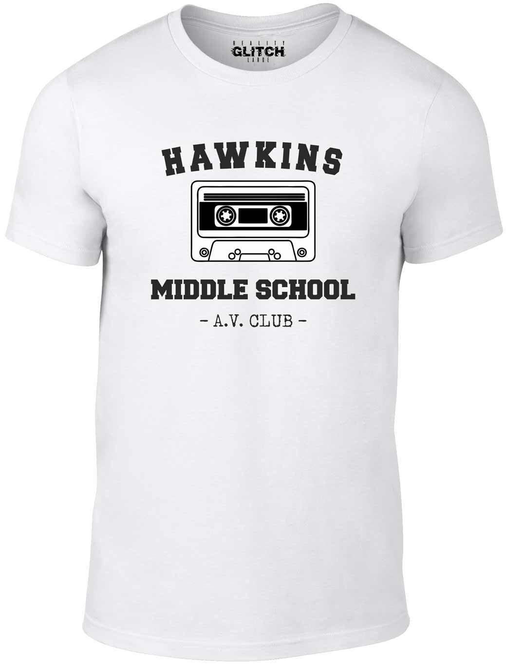 Reality Glitch Hawkins Middle School AV Club T-Shirt Mens Womens Tees Top SciFi 80s Horror Parody Tee L