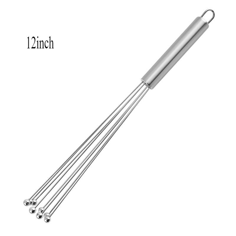 10/12 Inch Kitchen Egg Beater Stainless Steel Ball Mixer Manual Metal Egg Beater for Cooking Mixing Kitchen Necessities