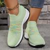 Fashion Mix Color Knitted Sport Sneakers Women Slip On Plus Size 36-43 Casual Shoes Woman Lightweight Breathable Walking Running Shoes