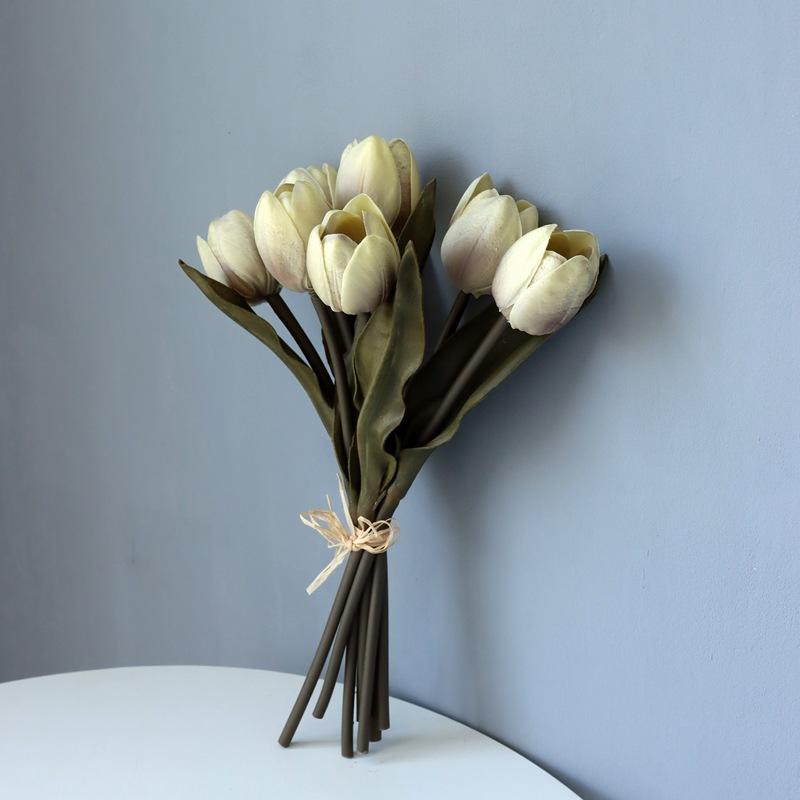 Tulip artificial flower fake bouquet interior decoration tabletop ornament wedding hand holding artificial flower
