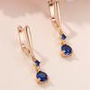Small Round Stone Blue Crystal Pendant Hoop Earrings For Women Vintage Gold Color Ear Buckle Wedding Jewelry Engagement Gifts