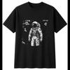 Greyscale Astronaut In Nature Fantasy Mens T-Shirt Black 100% Cotton Printed