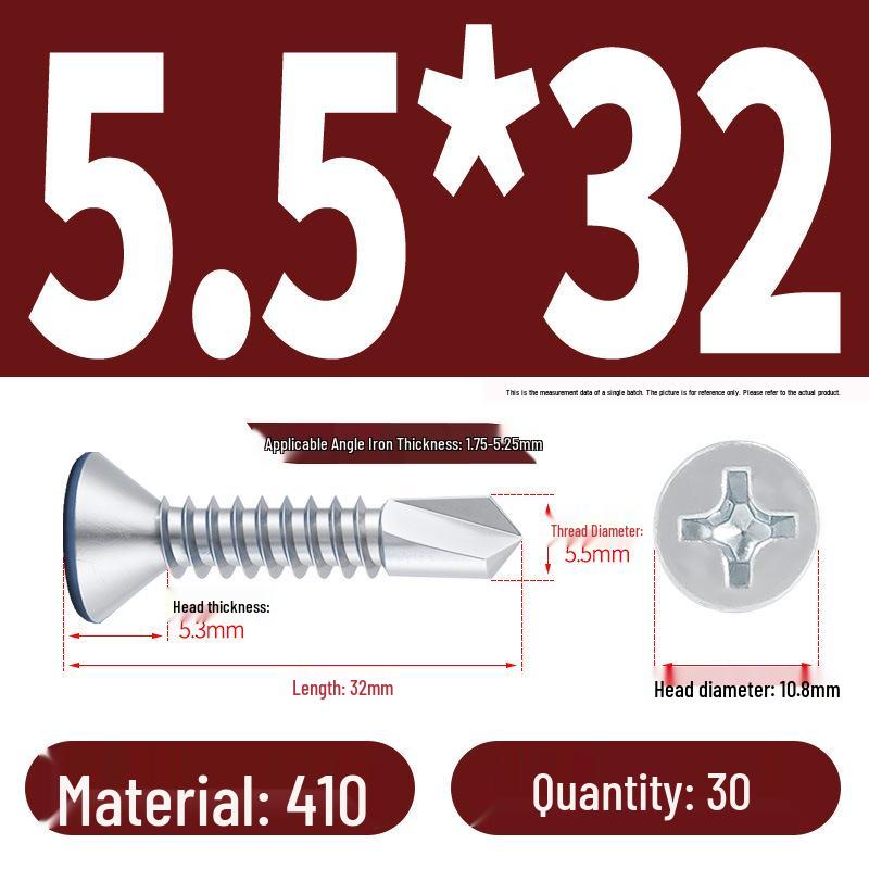 Phillips Flat Head Blue Zinc Plated Stainless Steel Self-Drilling & Self-Tapping Screws M3.9-M5.5